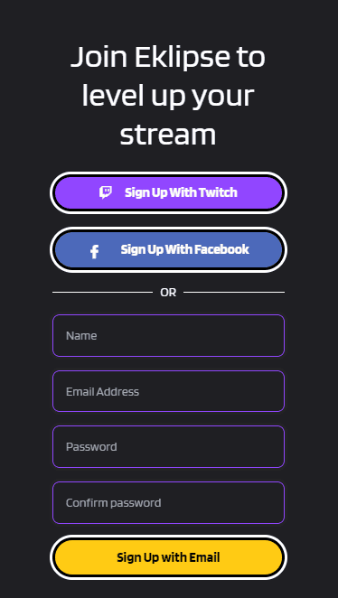eklipse.gg sign up page