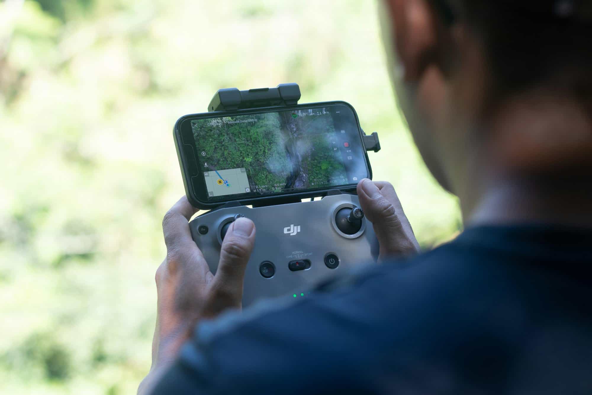 Drone video production capturing aerial footage for a Singapore business