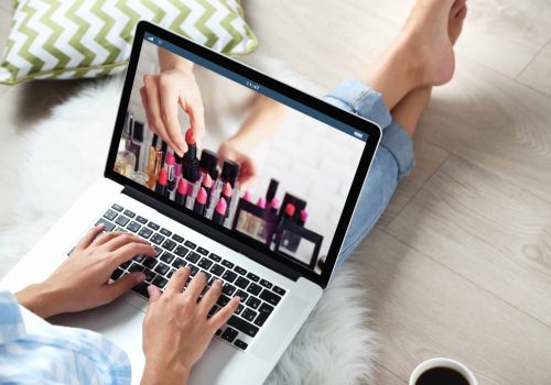 Woman watching a website video